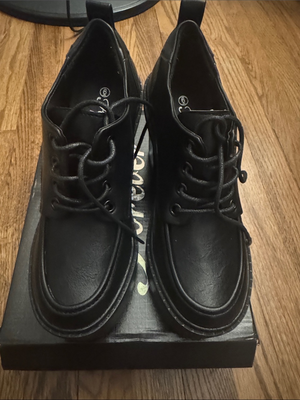 Charcoal Platform Chunky Heel Oxford Lace Up Lug Sole Trendy